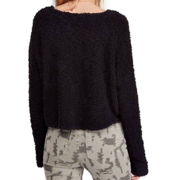 Free People Popcorn Pullover Sweater Black - Picture 2 of 8